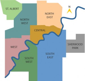 Map showing Saint Albert's proximity to Edmonton